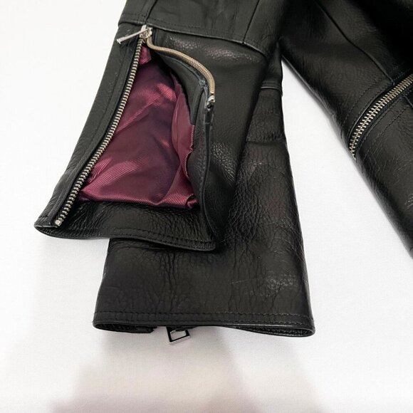 NWT APC FLORENCE BLACK LEATHER JACKET - 34 (XS) - Picture 14 of 16